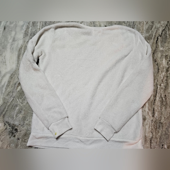 Mentally Exhausted Fuzzy Face Graphic Sweatshirt Women’s Medium Sequin Lips Eyes - Picture 7 of 8